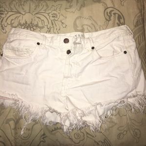 White free people denim shorts